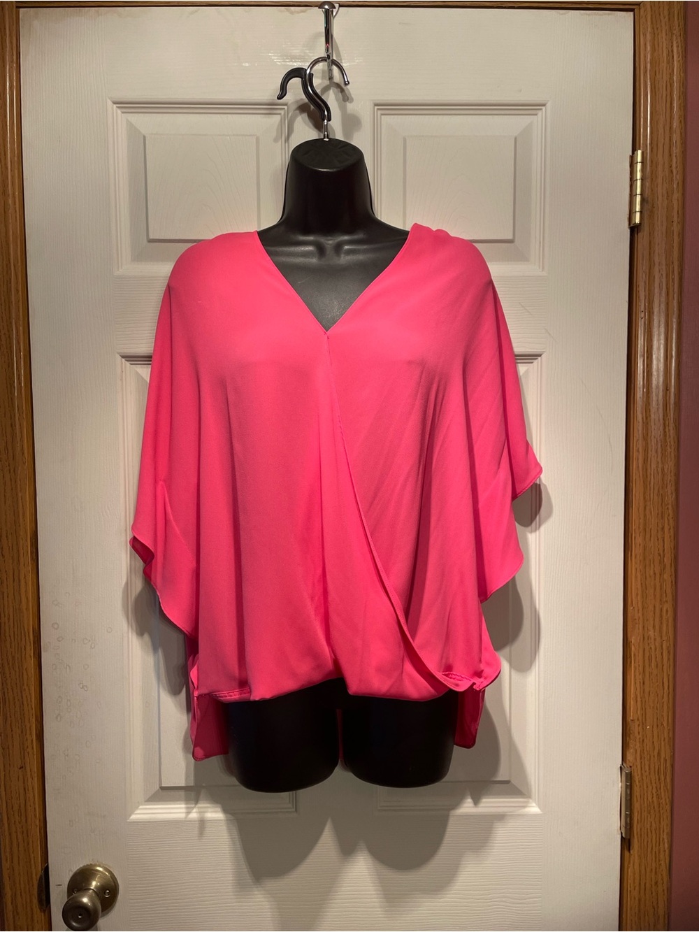 INC International Concepts Hot Pink Draped V-Neck Tunic